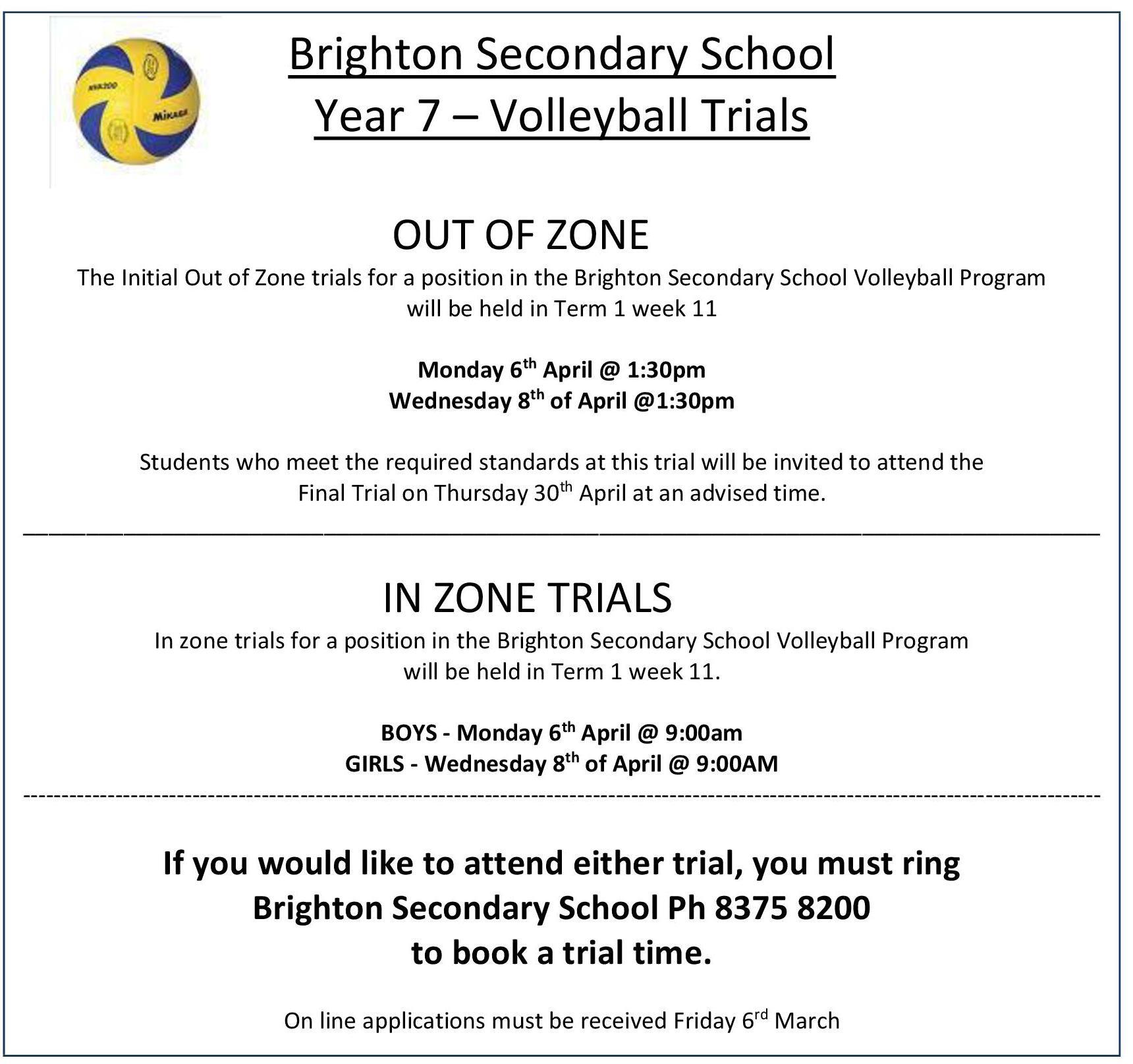 Brighton High Volleyball Trials