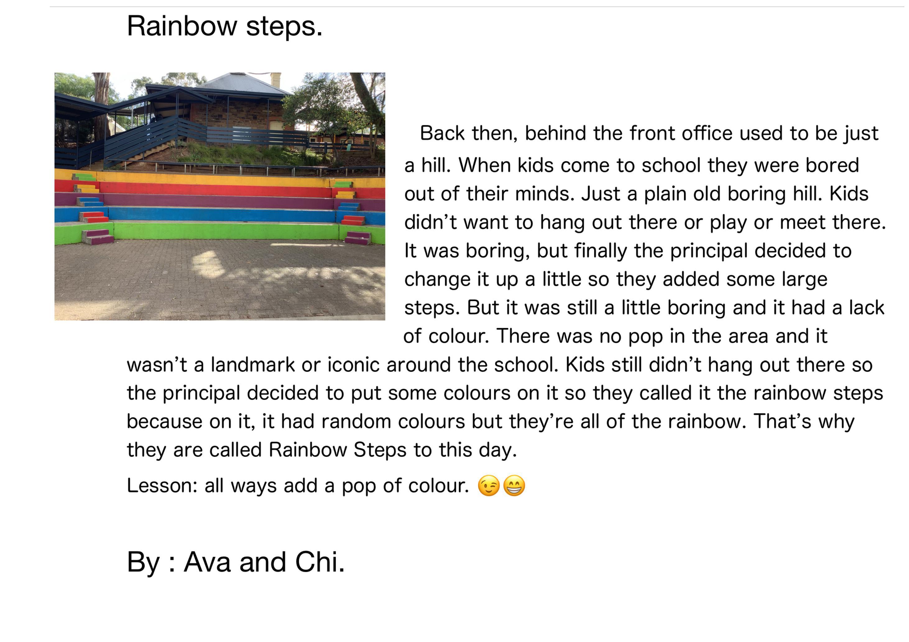 Rainbow steps dreaming story Ava and Chi