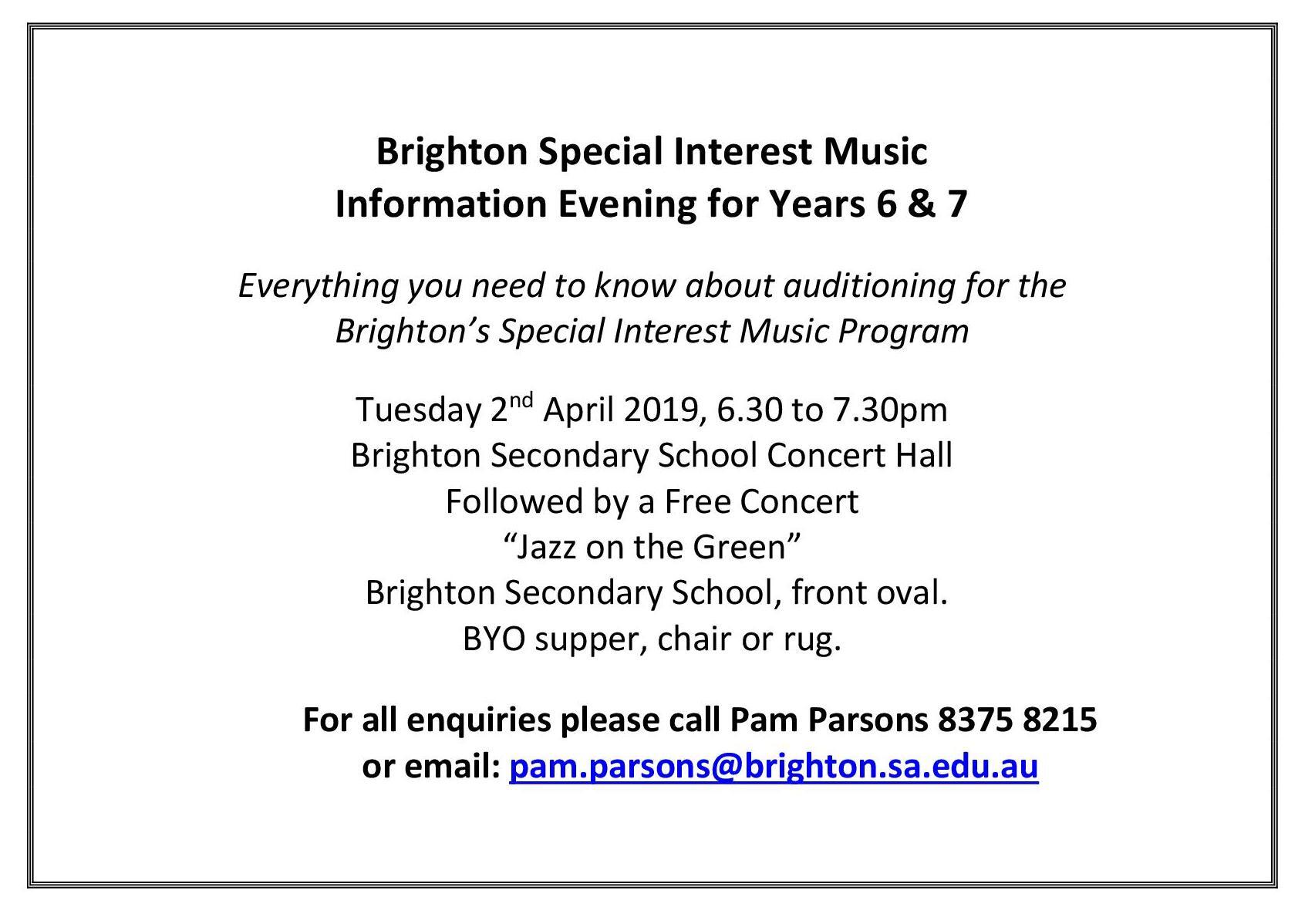 Brighton Secondary School Special Interest Music