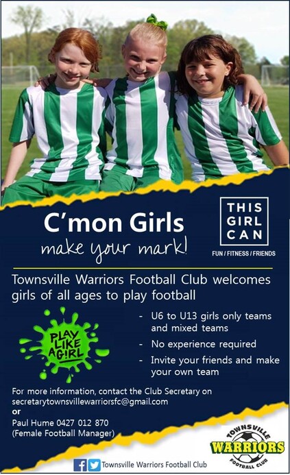 Townsville Warriors Football Club Flyer - U6 to U13 Girls