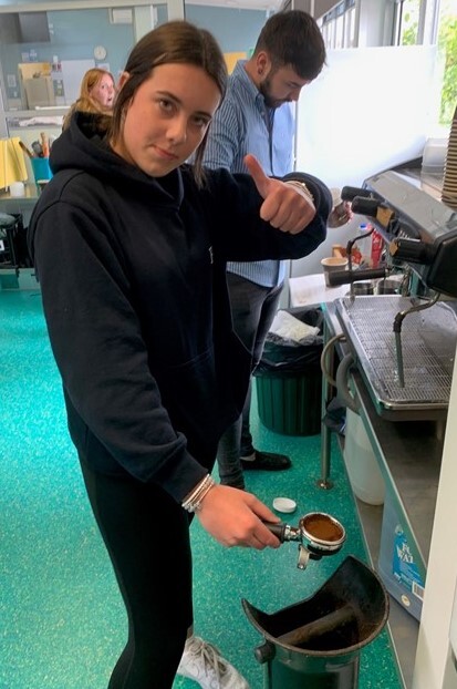 Students make coffee
