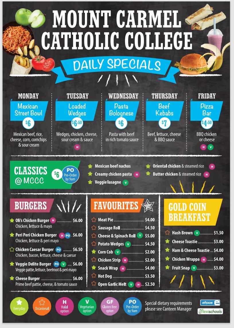 MCCC Cantten Daily Specials