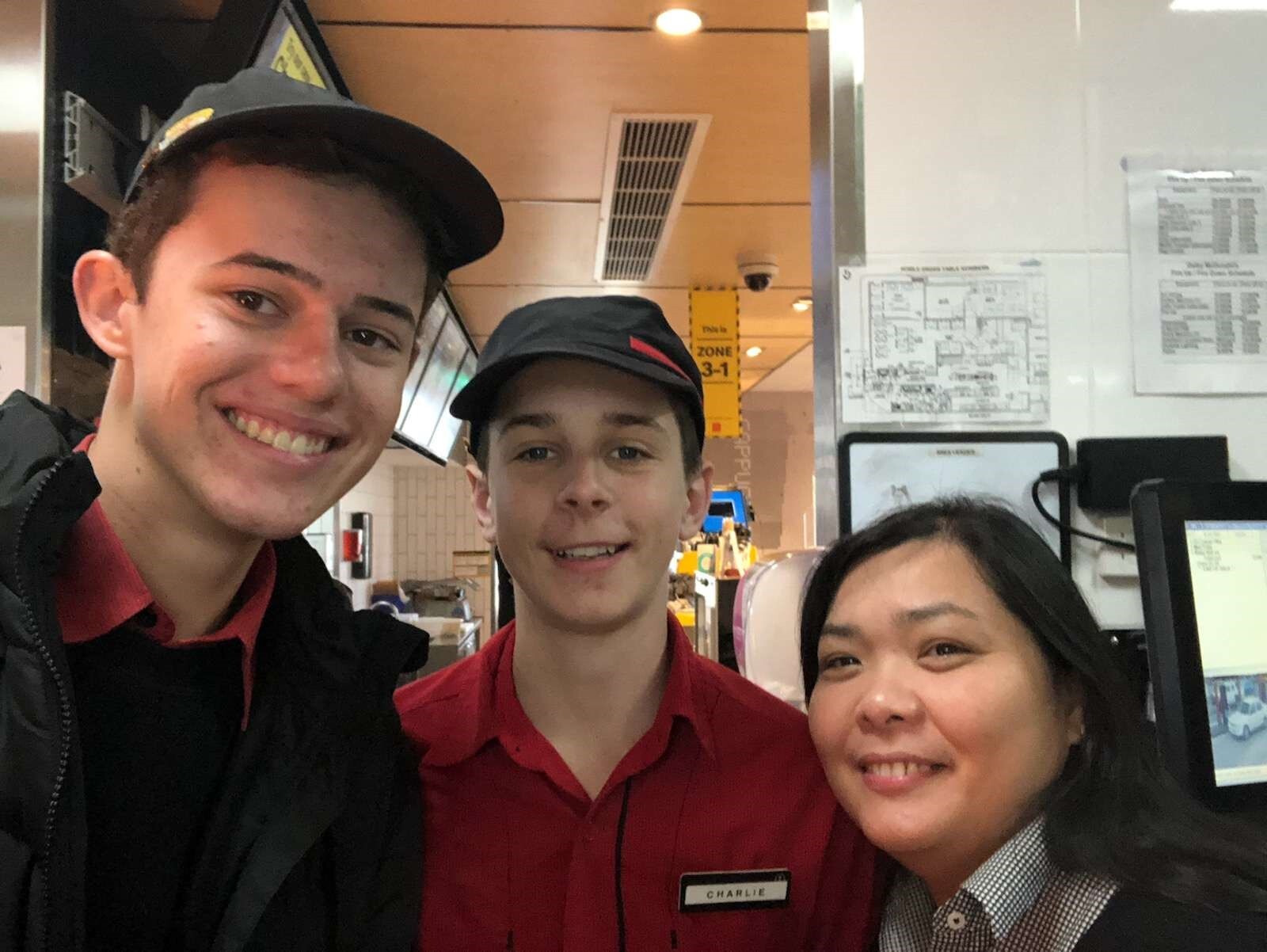 OLSCC Riley Woitowitz and Charlie Cooper with Ivy Tia from McDonald's Dalby