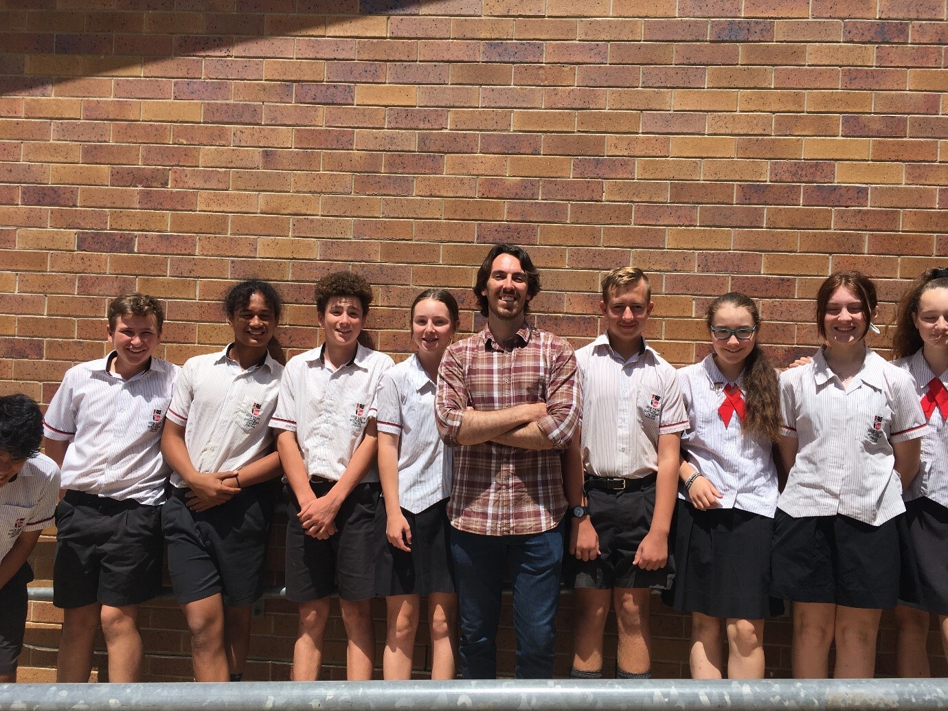 Lachlan Miller with yr 8 students