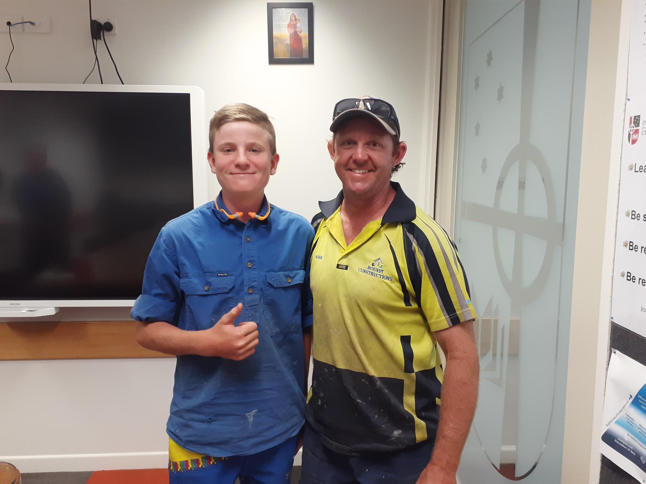 OLSCC Finn Campbell with Mark Boundy of Boundy Constructions