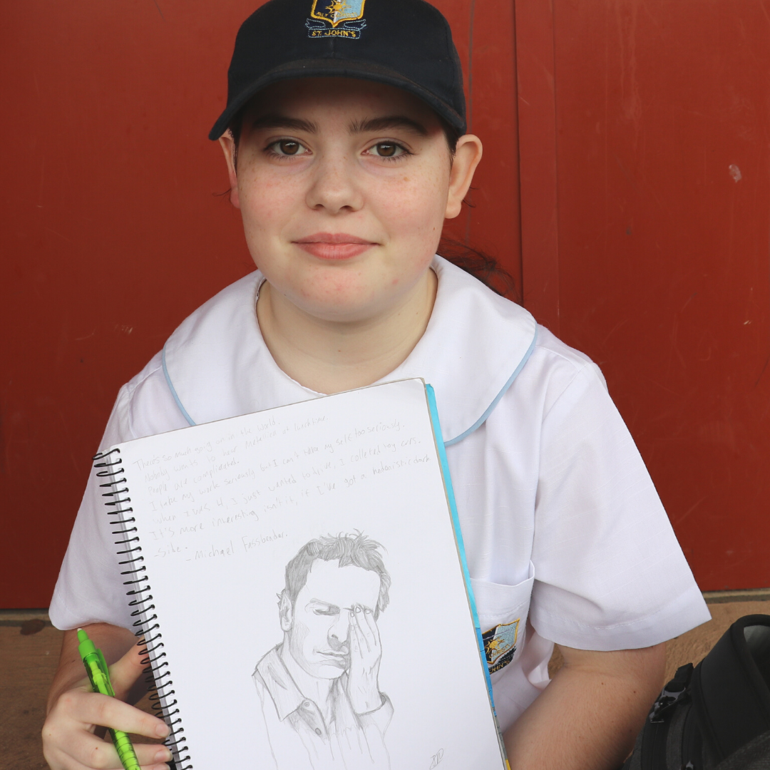 Yr 8 Jodie with art
