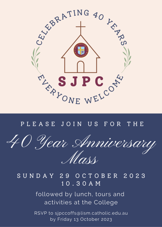 40 year Celebration Mass Sunday 29.10.23
