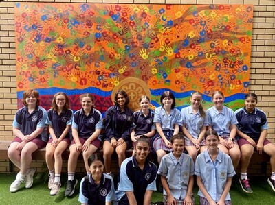Wellbeing Mural with students
