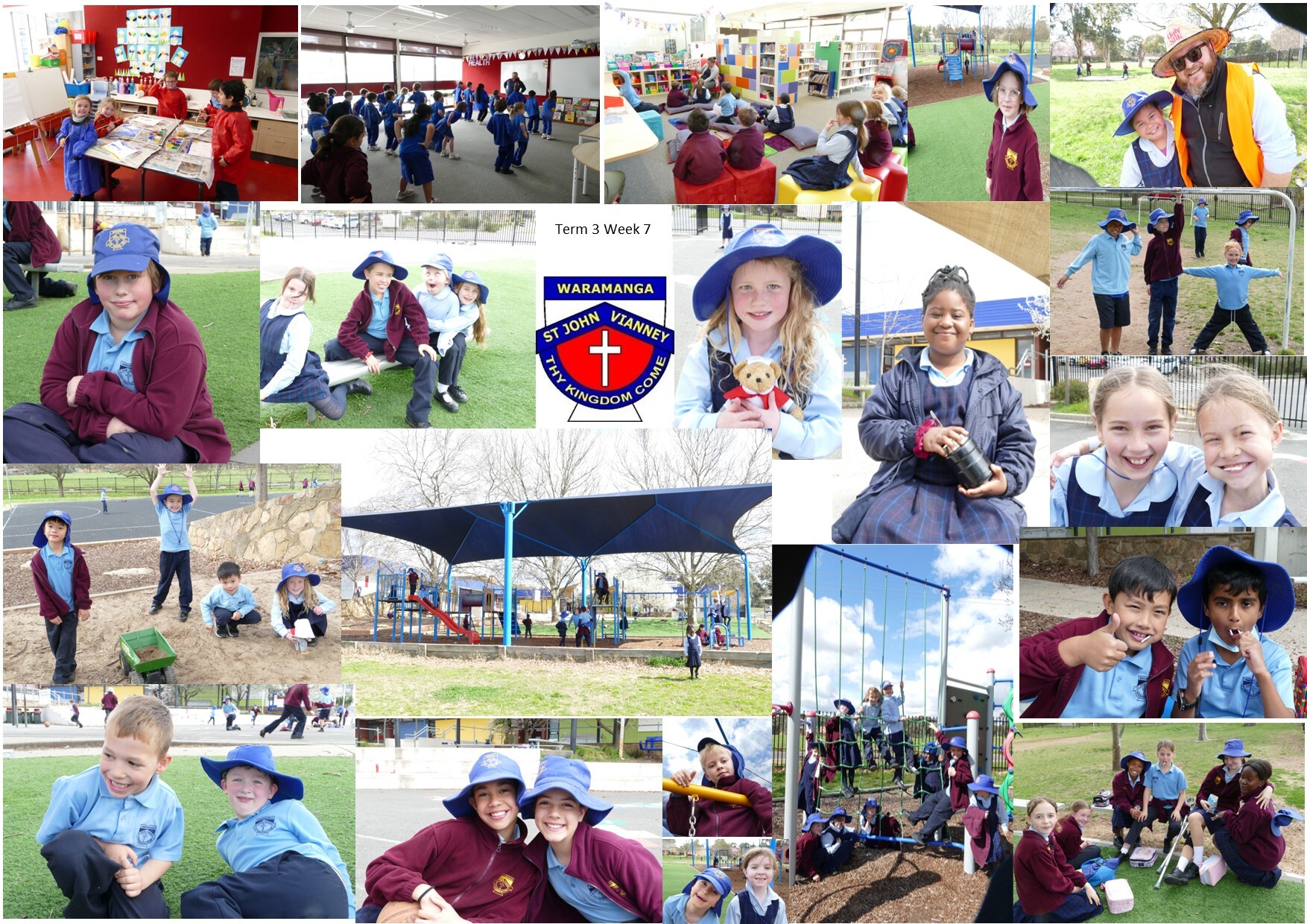 newsletter photo collage students in playground Term 3 Week 7