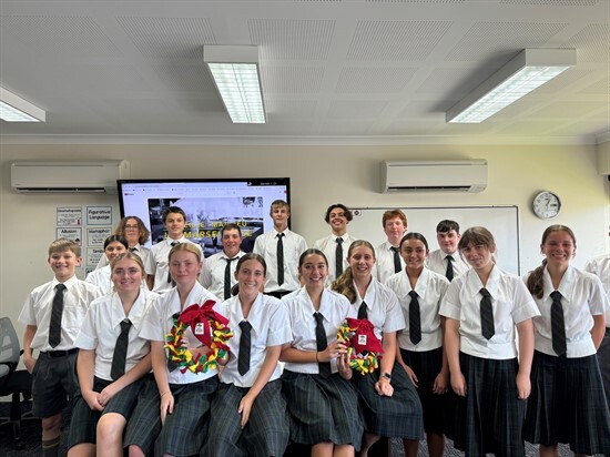 Students with wreaths