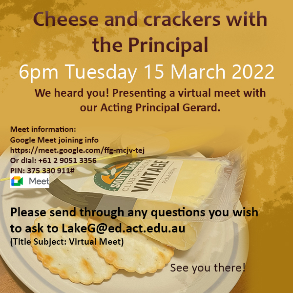 Cheese and crackers with the Principal 15 march