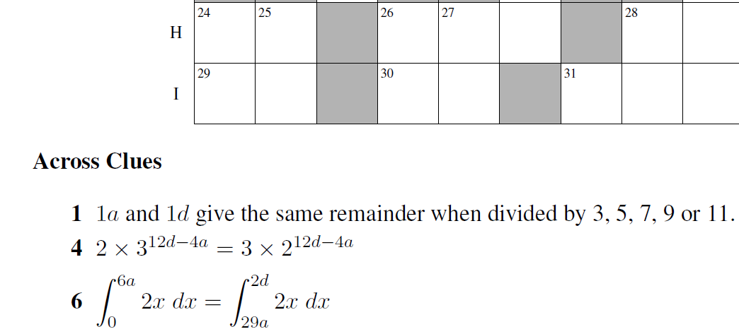 Cross number question